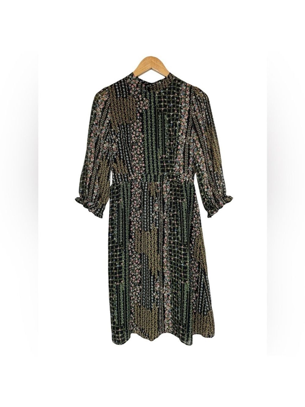 Forever 21 Black Floral Long Sleeve Dress Size XSmall